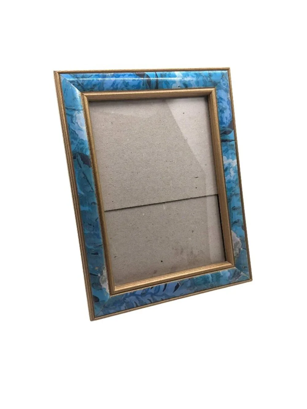 Vintage Blue Swirl Picture Frame With Gold Accents 7